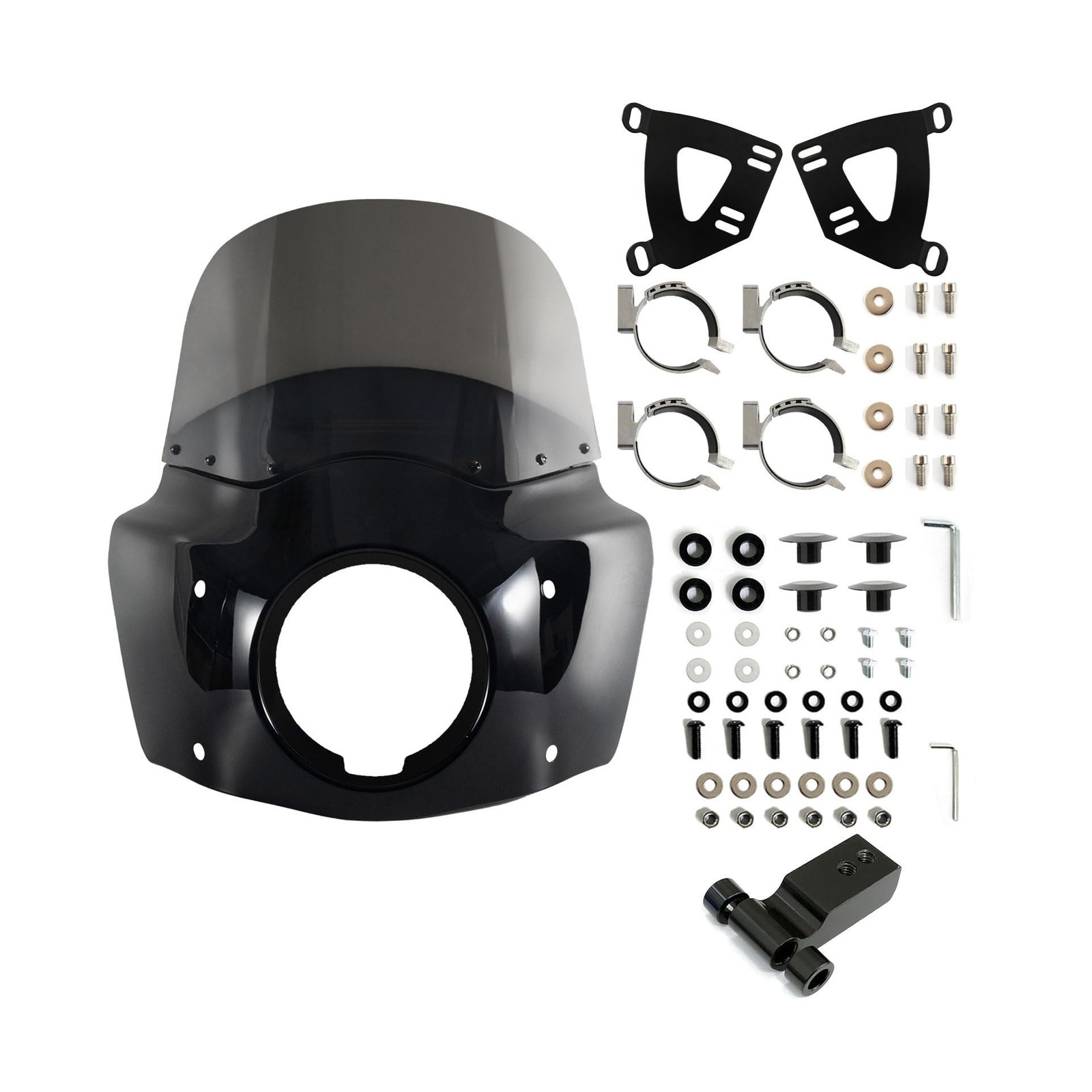 FATECIM Motorcycle 5.75″ Headlight Fairing with 11″ Smoke Windshield Windscre…