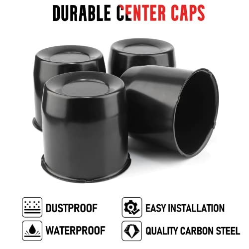 4pcs 5.15in 130mm Wheel Center Caps Trailer 5.15″ Center Hole, 5″ Height Black