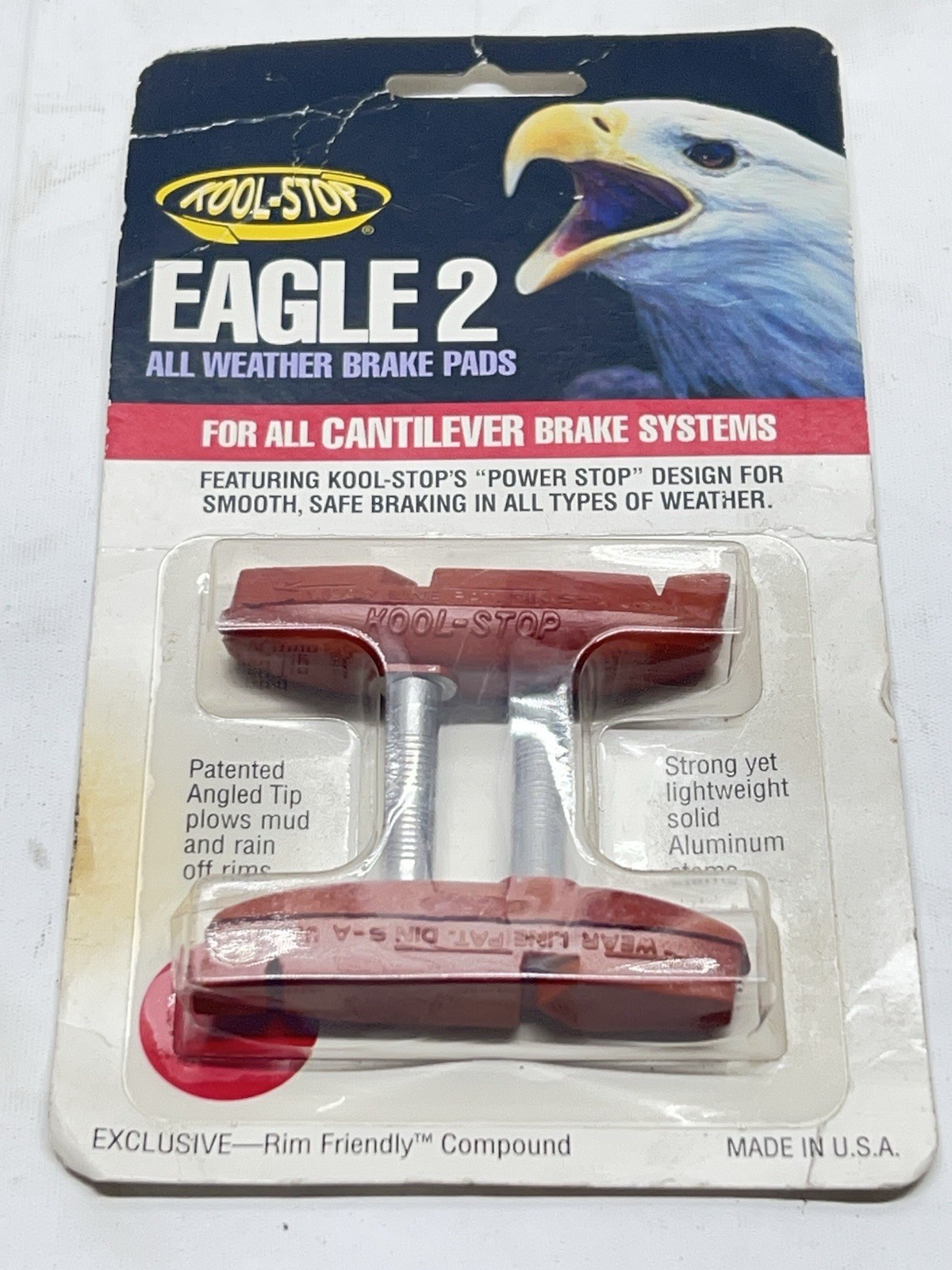 KOOL STOP EAGLE CLAW II 2 CANTILEVER BRAKE PADS THREADED POST SALMON COMPOUND