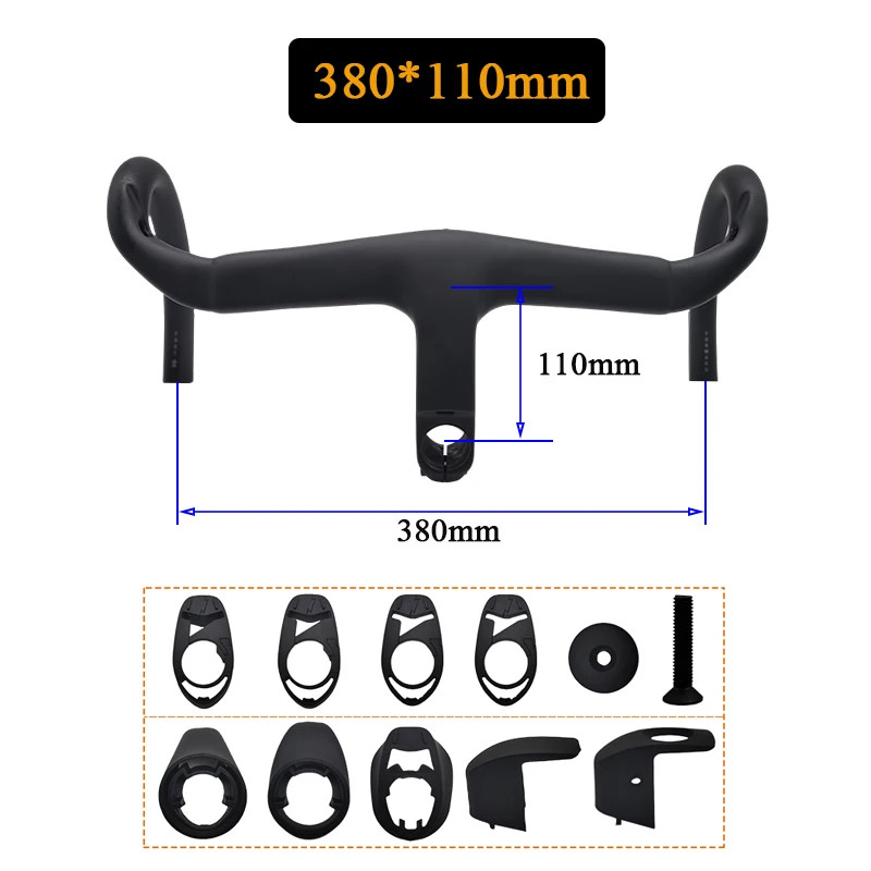 Carbon 380-440mm Internal Wiring Integrated Drop Bar 28.6mm with Bike spacer
