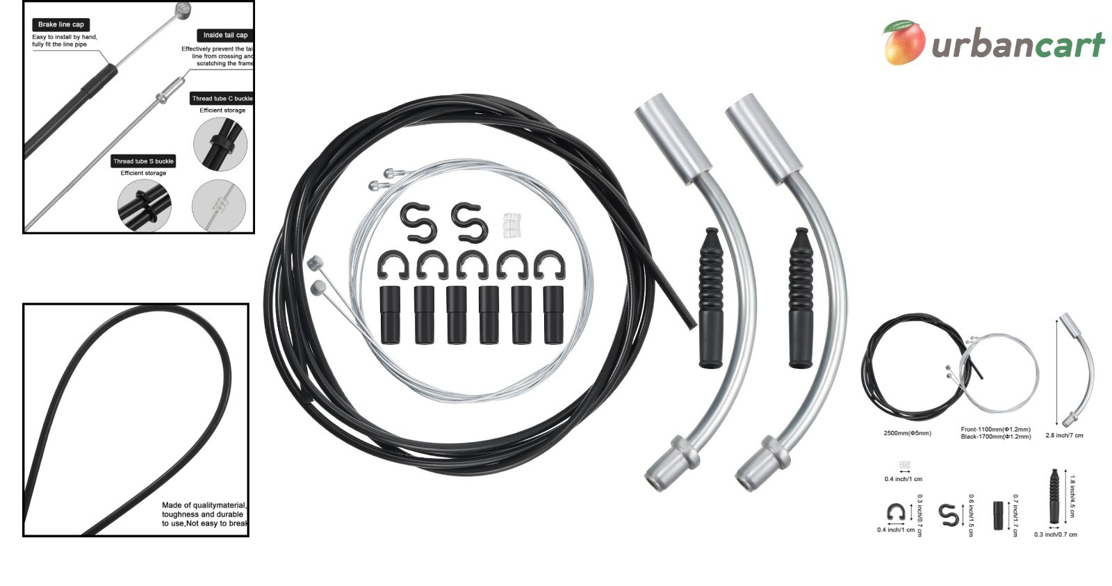 Universal Bicycle Brake & Noodle Cable Housing Kit for Mountain & Road Bikes