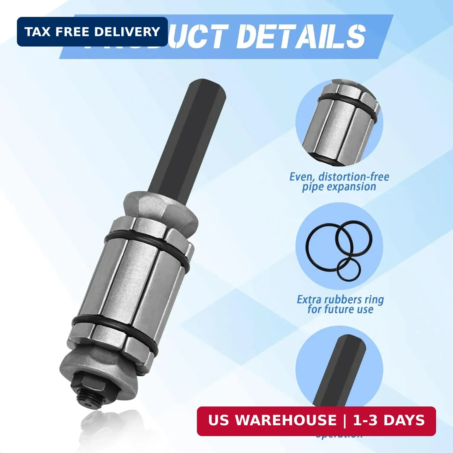 3 PCS Exhaust Pipe Expander Set, 1-1/8″ to 3-1/2″ Tail Pipe Expander Tool Set, M