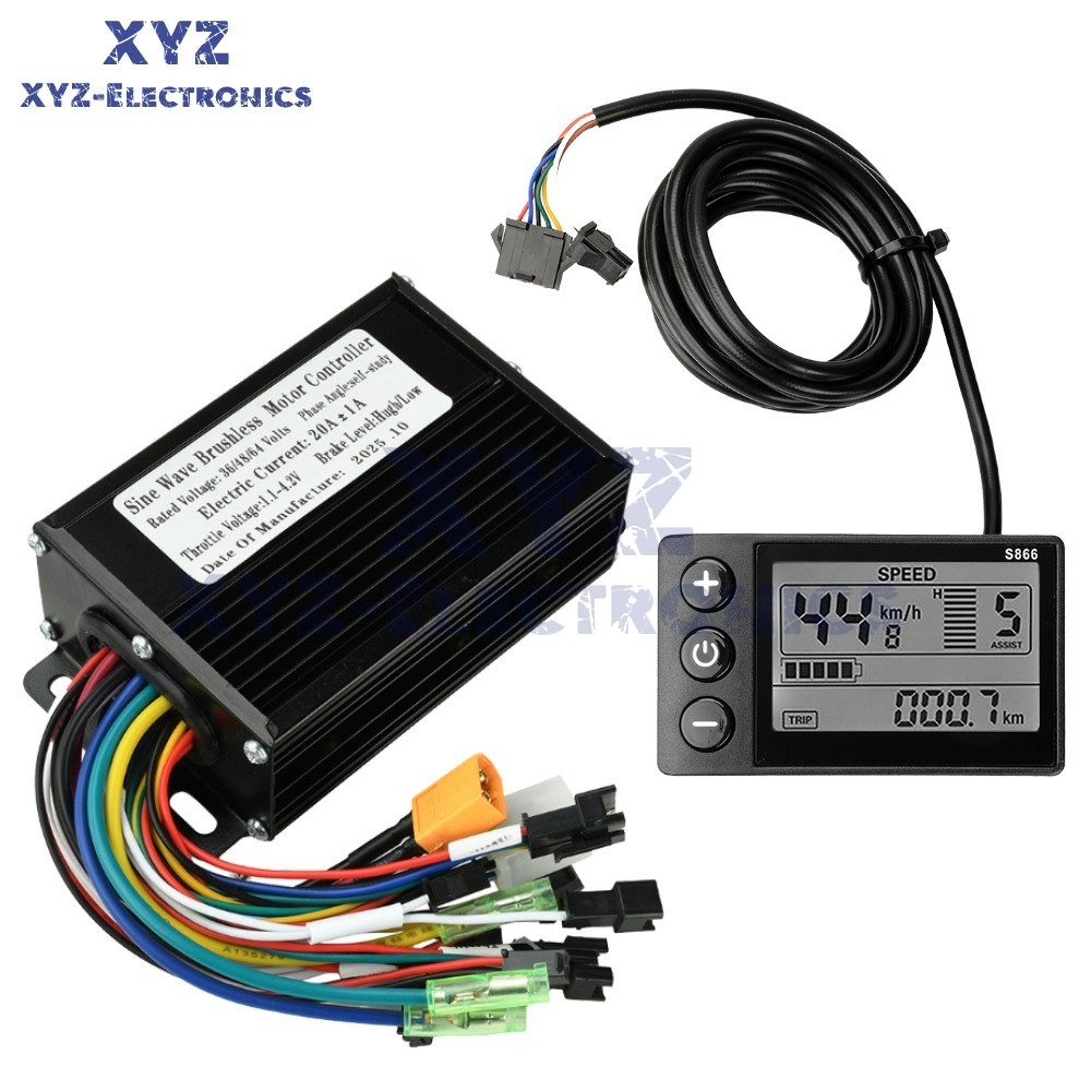 36V 48V 64V 40A 30A 20A Brushless Motor Controller E-Bike S866 LCD Display Meter
