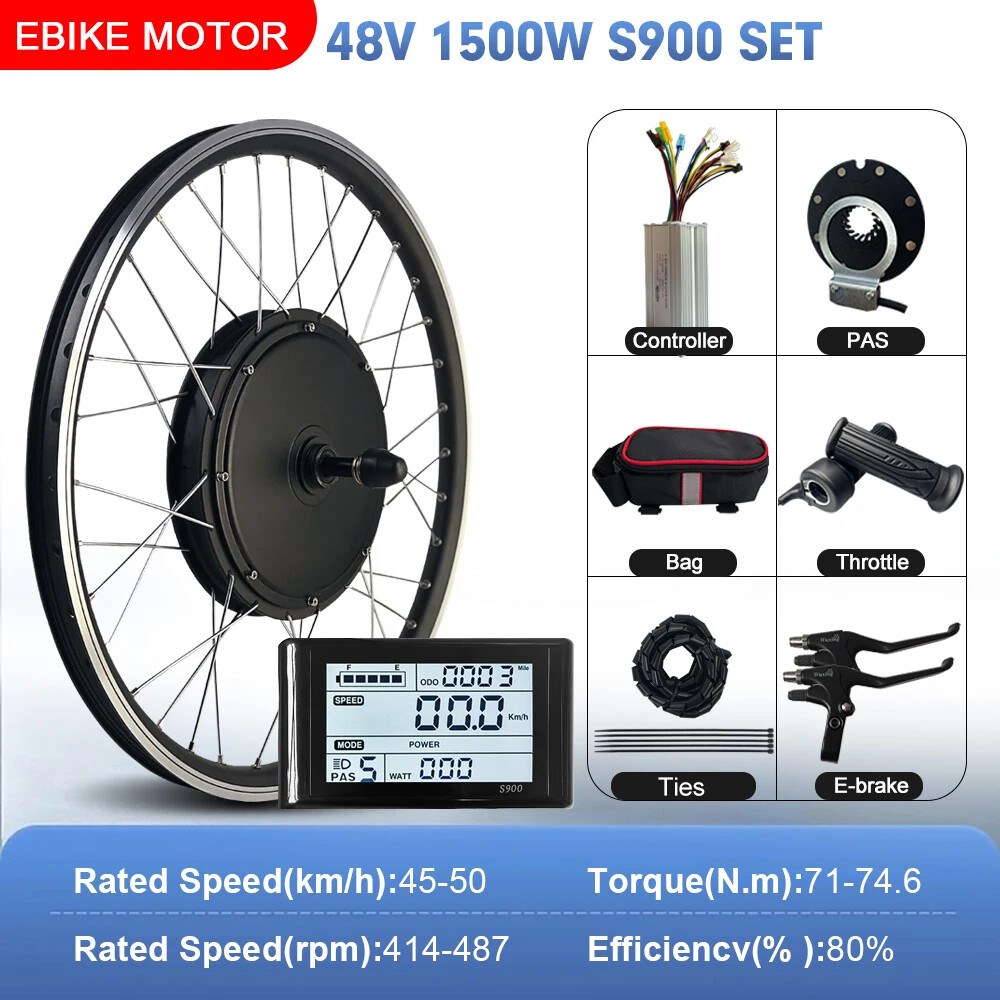 48V 1500W Mountain Electric Bike Conversion Kit Rear Rotate Wheel Hub Motor