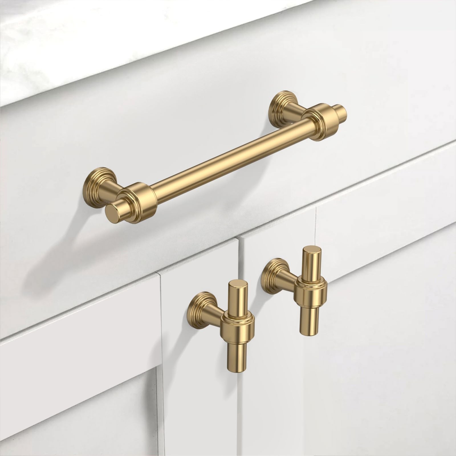 10 Pack 1″(25mm) Champagne Gold Cabinet Knobs for Cabinets Kitchen Drawers Pu…