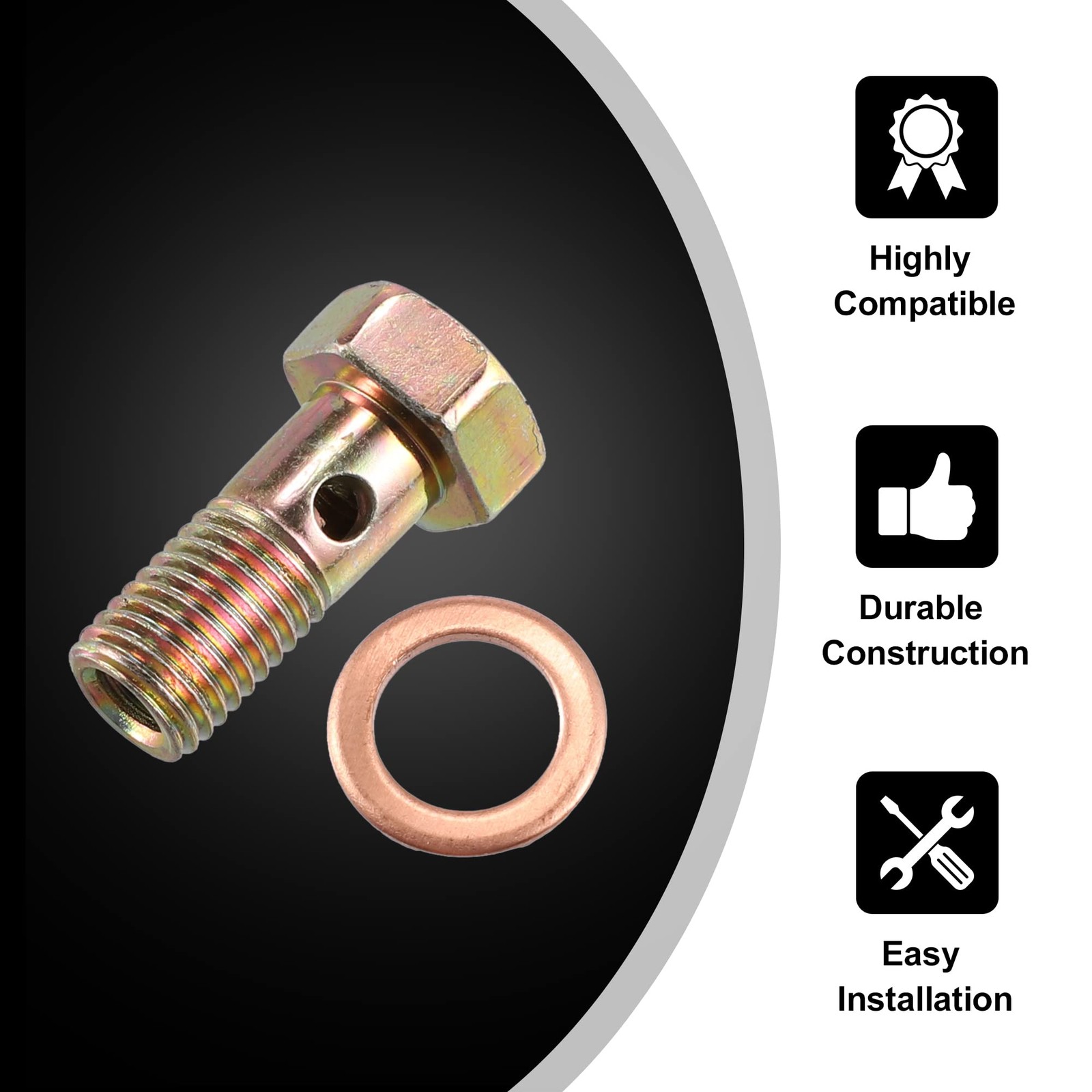 X AUTOHAUX 2 Set Banjo Bolt Brake Fitting Adapter 0.93»x0.51», Bronze Tone