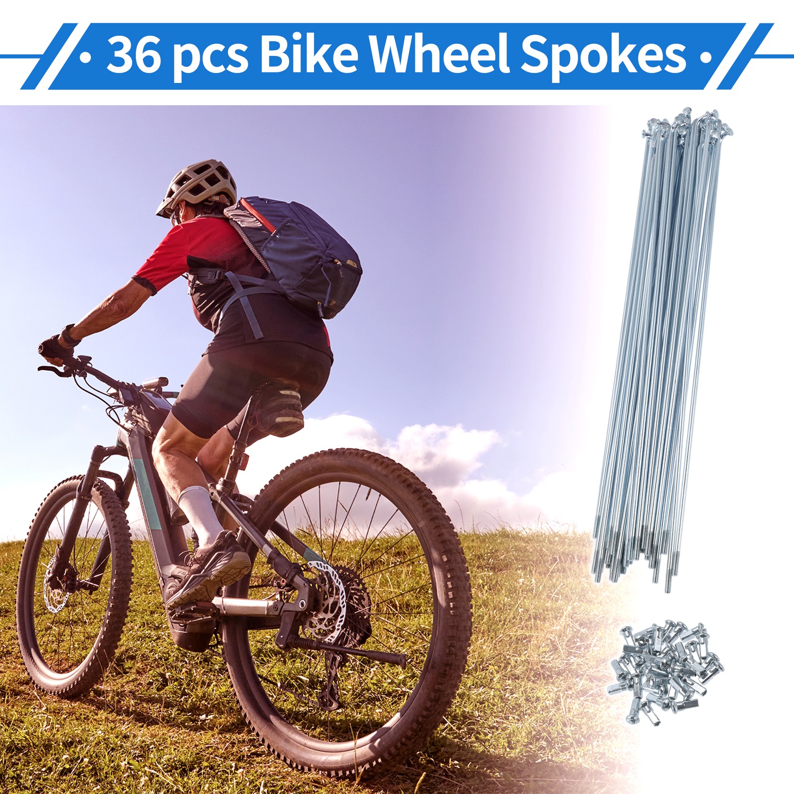 1 Set 12G 220mm Length Bicycle Spokes Nipple Carbon Steel Galvanized Universal