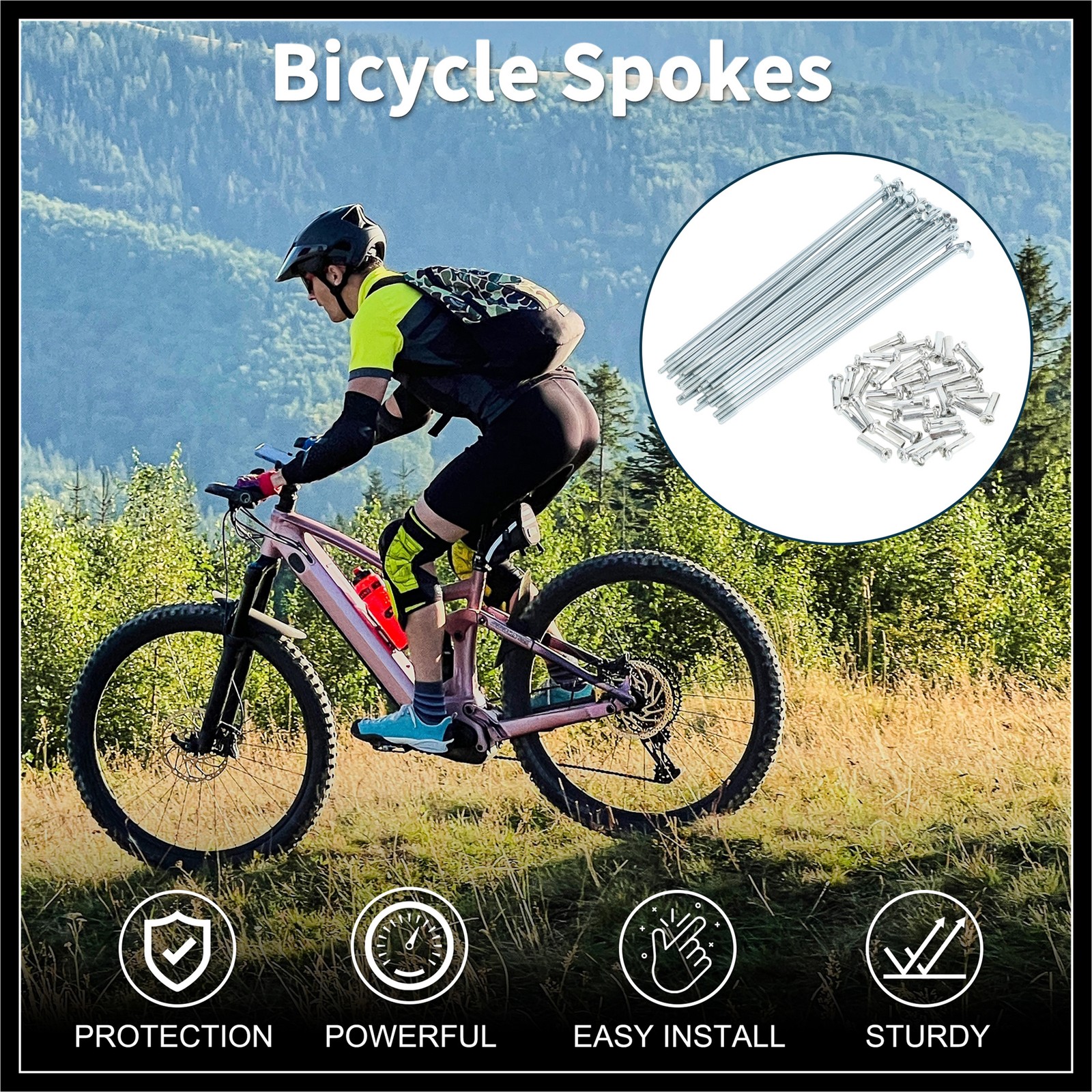 1Set 14G 138mm Length Bicycle Spokes Nipple Carbon Steel Galvanized Universal