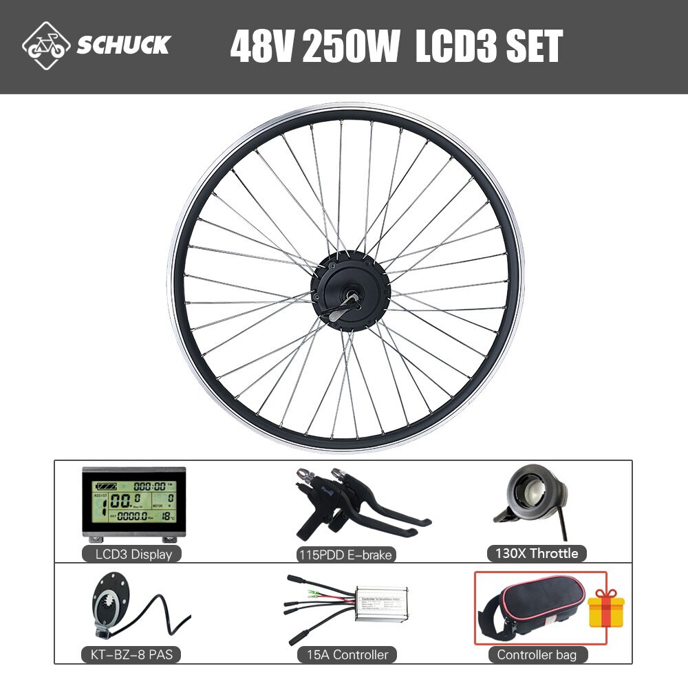 E-bike Conversion Kit 36V 48V 250W Rear Rotate Hub Motor Wheel 16- 29Inch/700c