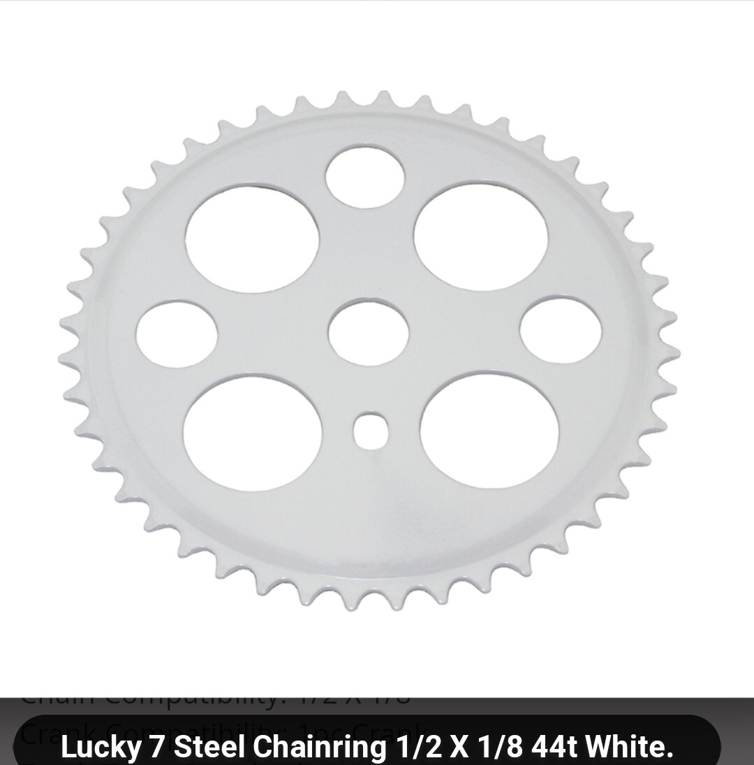 WHITE LUCKY 7 BICYCLE SPROCKET 44 T CHAINRING , SCHWINN, CRUISERS