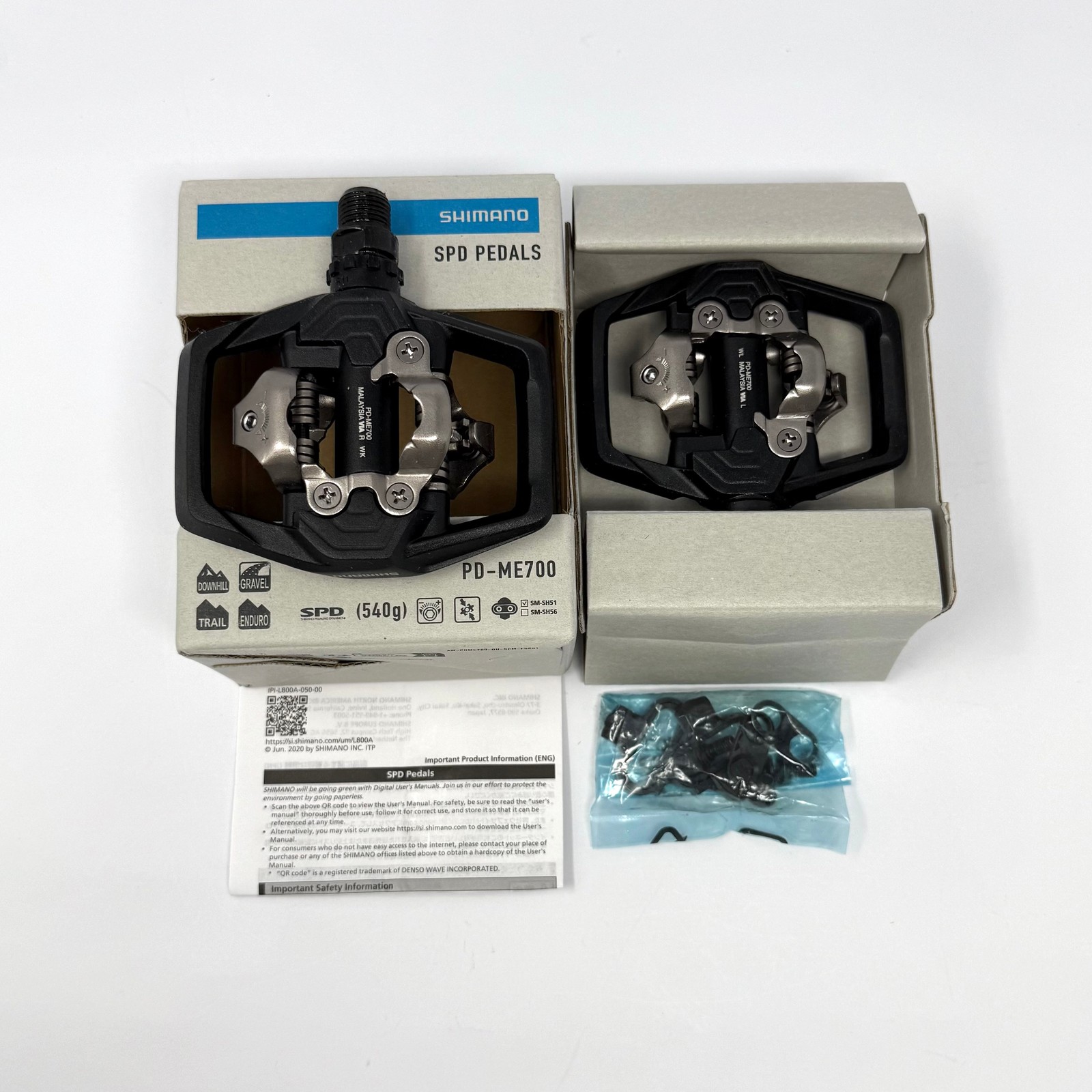 All New Shimano PD-ME700 SPD Trail MTB Pedals Clipless 9/16″ SM-SH51 Cleats