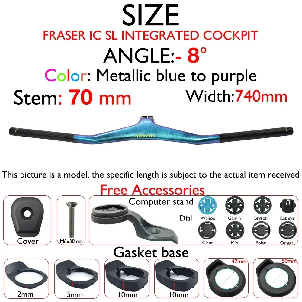 740mm MTB Carbon Integrated Handlebar with Bike Computer Mount 8° 17° 25°