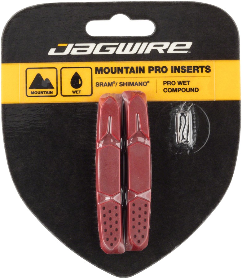 2 Pack Jagwire Mountain Pro Brake Pad Replacement Insert for Wet Conditions Red