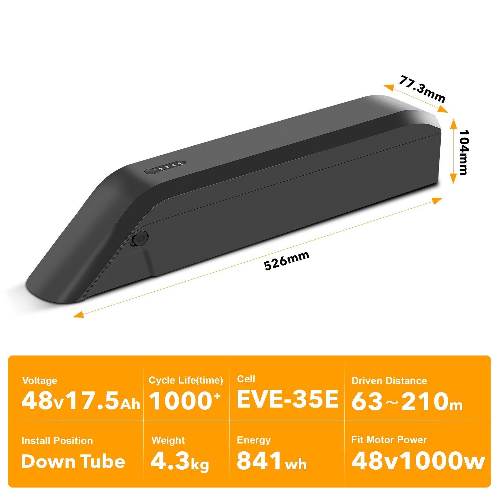 Himiway Cruiser Electric Bike Battery 48V 17.5Ah for D3/D3 ST Ebikes Replacement