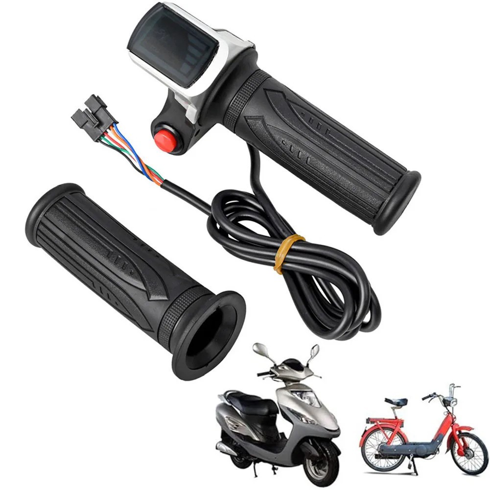 36V 48V E-Bike Throttle Accelerator Bicycle Grip Handlebar w/LED Display Scooter