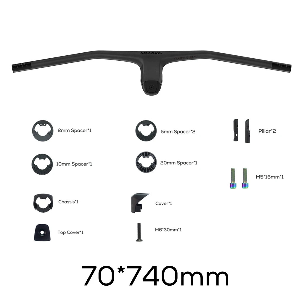 MTB Handlebar 740MM -20 Degree Full Carbon Fiber Integrated Cockpit Handlebar