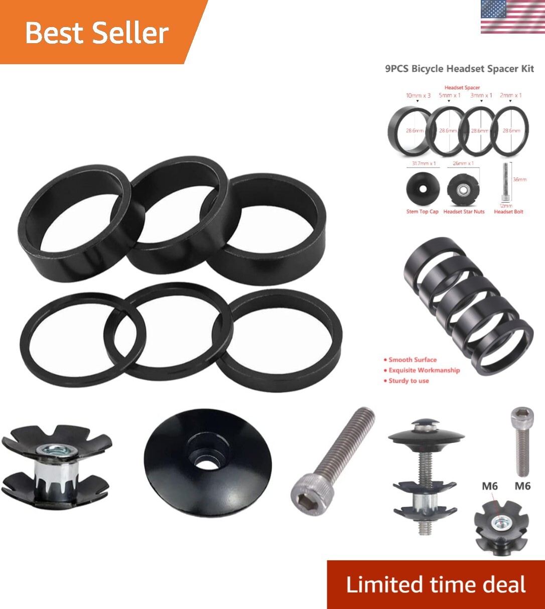 High-Quality Aluminium Alloy Headset Spacer Set for Cycling Precision