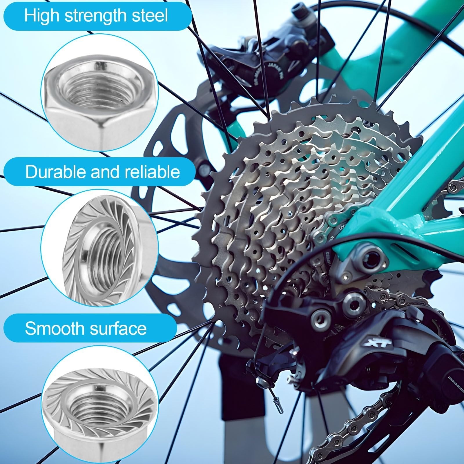 Syocsek 24PCS Bicycle Nuts and Safety Washers Kit for Bikes