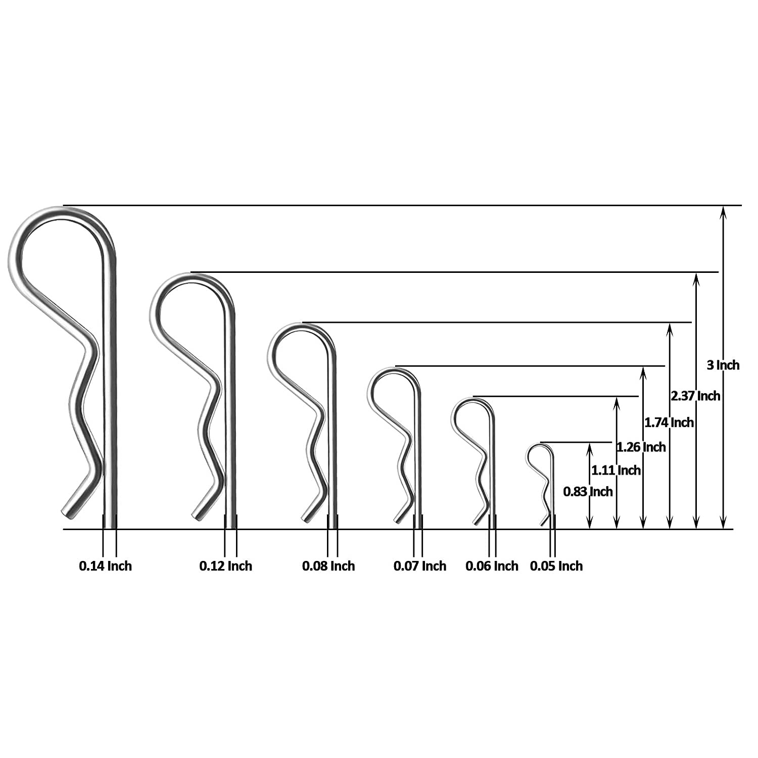 24 PCS Cotter Pin Assortment M3.5×75, M3x60, M2x45, M1.8×32, M1.6×28, M1.2×21