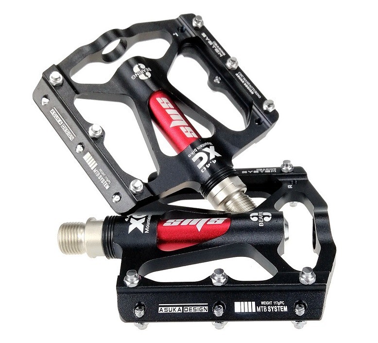 Aluminum Road MTB Mountain Bike XC Bicycle Pedal 3 Bearings Flat Pedals Black