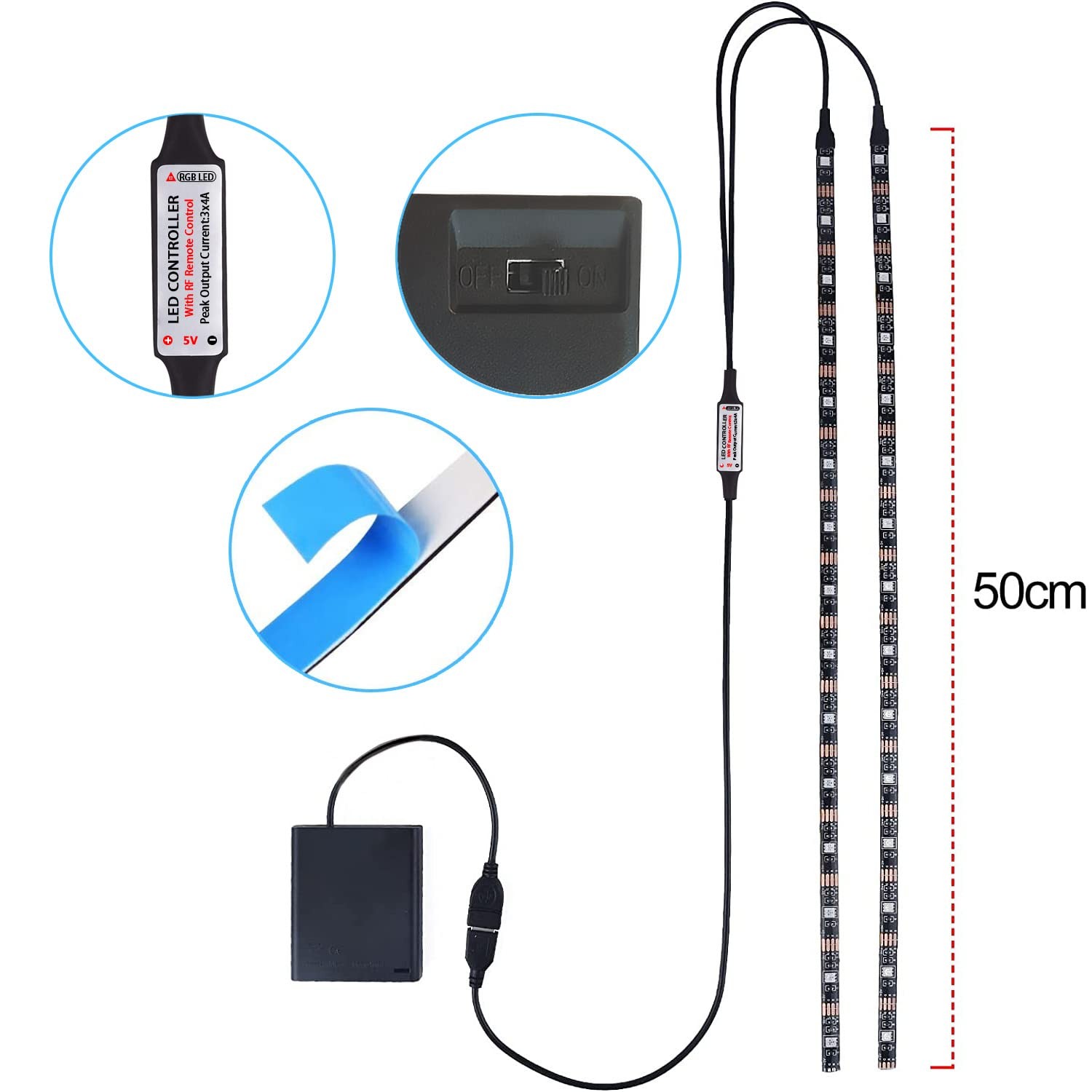 YHGSEE Scooter LED Light, Remote Control Strip Light, Color Change Night Cycl…