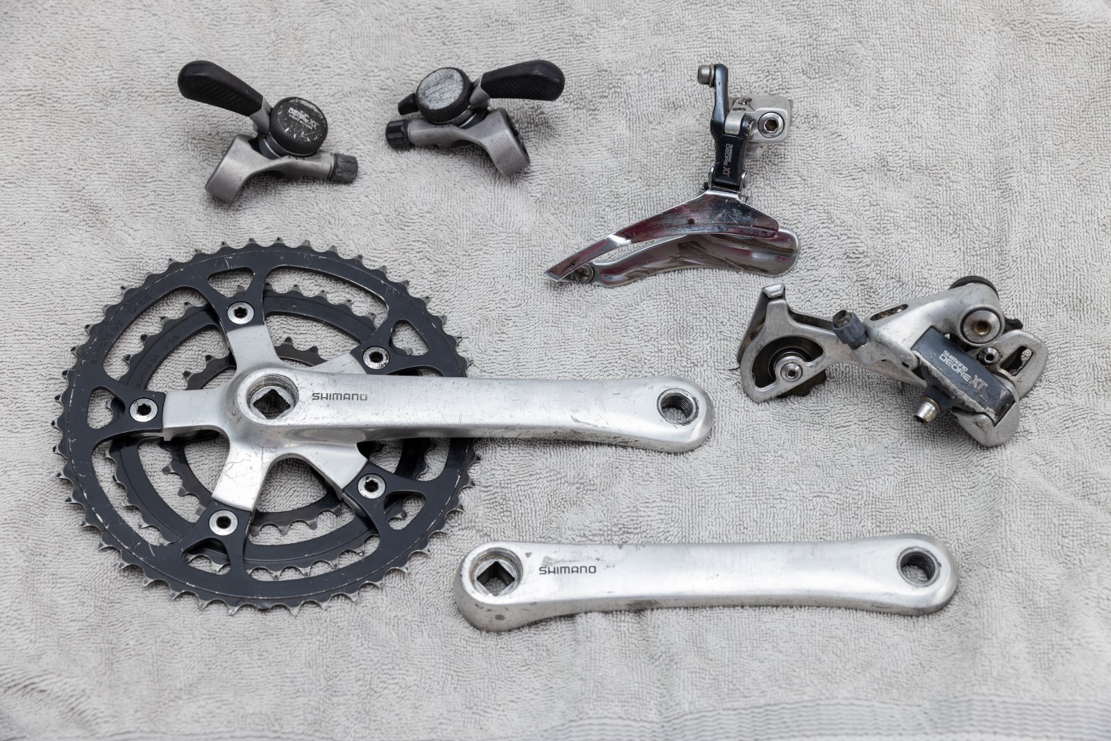 Vtg Shimano Deore XT Groupset M730 M732 M735 Crankset Thumb Shifter Derailleur