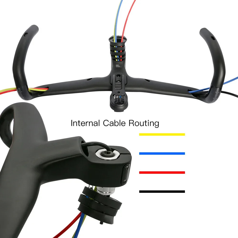 Carbon Integrated Road Bike Drop Bar Internal Routing Cable with Computer Mount