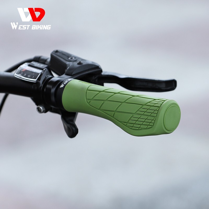WEST BIKING Bicycle Handlebar Grips Ergonomic Lock-on Rubber Bike Grips Green
