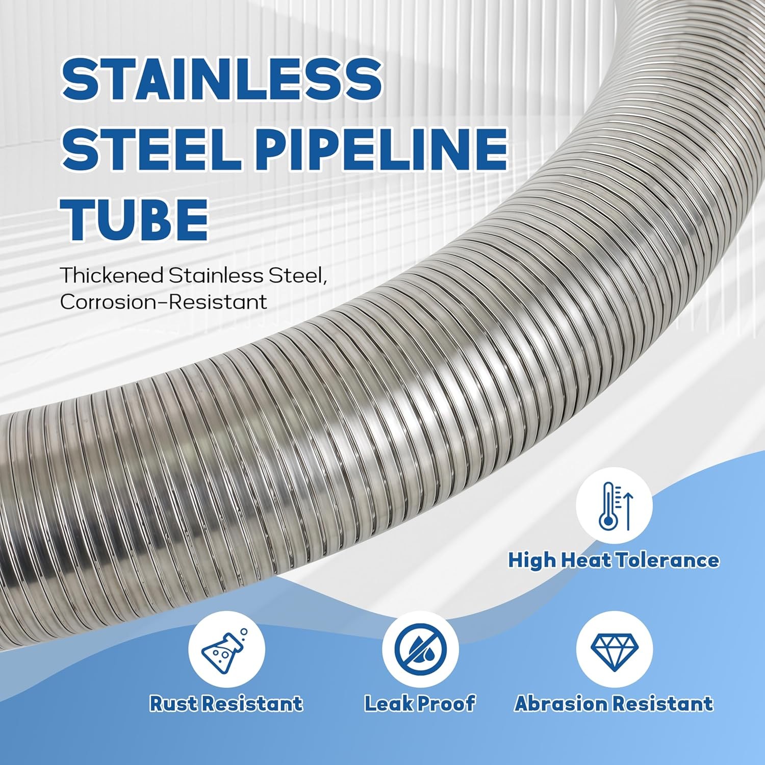 Stainless Exhaust Connector Flex Tube 1.25in 16.5in Pipe