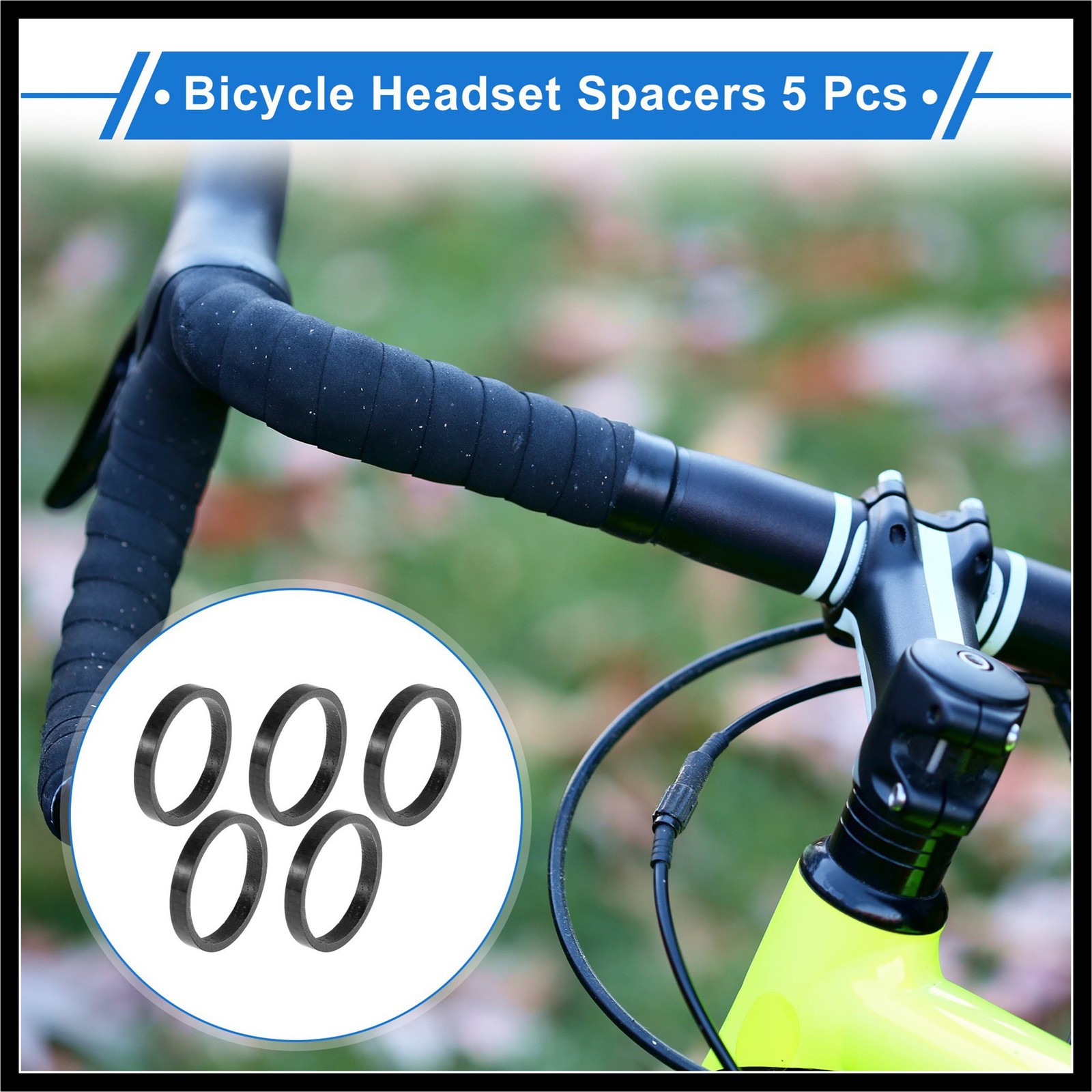 Bicycle Headset Spacers 5mm 31.8mm 1-1/4 » Carbon Fiber Gloss Black Carbon Fiber