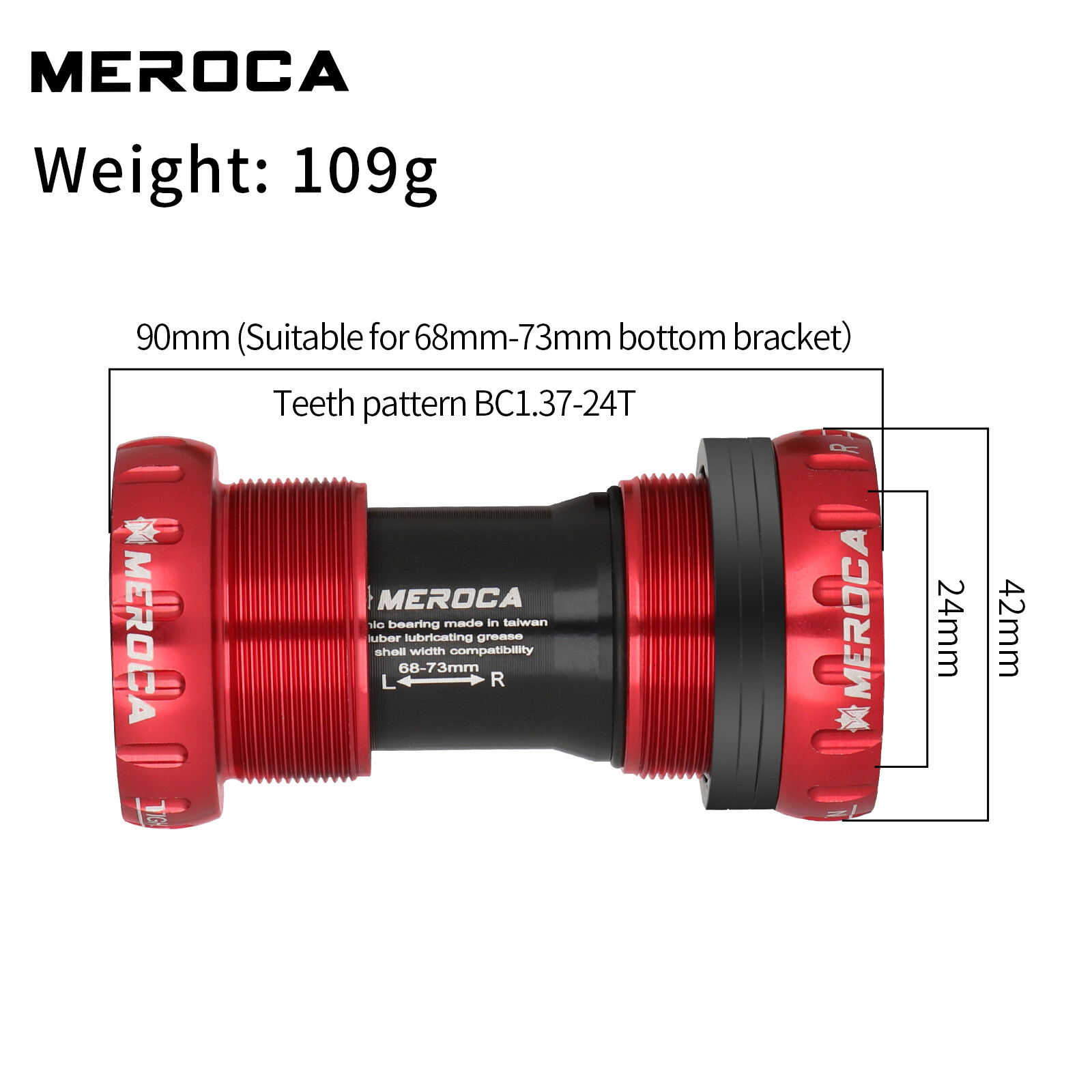 MEROCA BSA BB-68-73 Ceramic Bottom Bracket for Shimano/SRAM GXP/FSA/Raceface