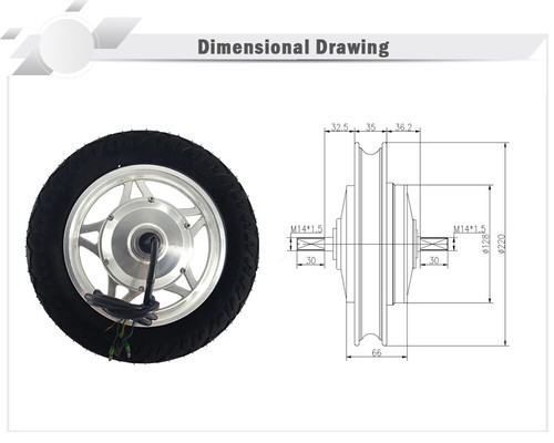 12 inch Electric Wheelbarrow Gear Motor High Torque Hub Motor Narrow Tyre