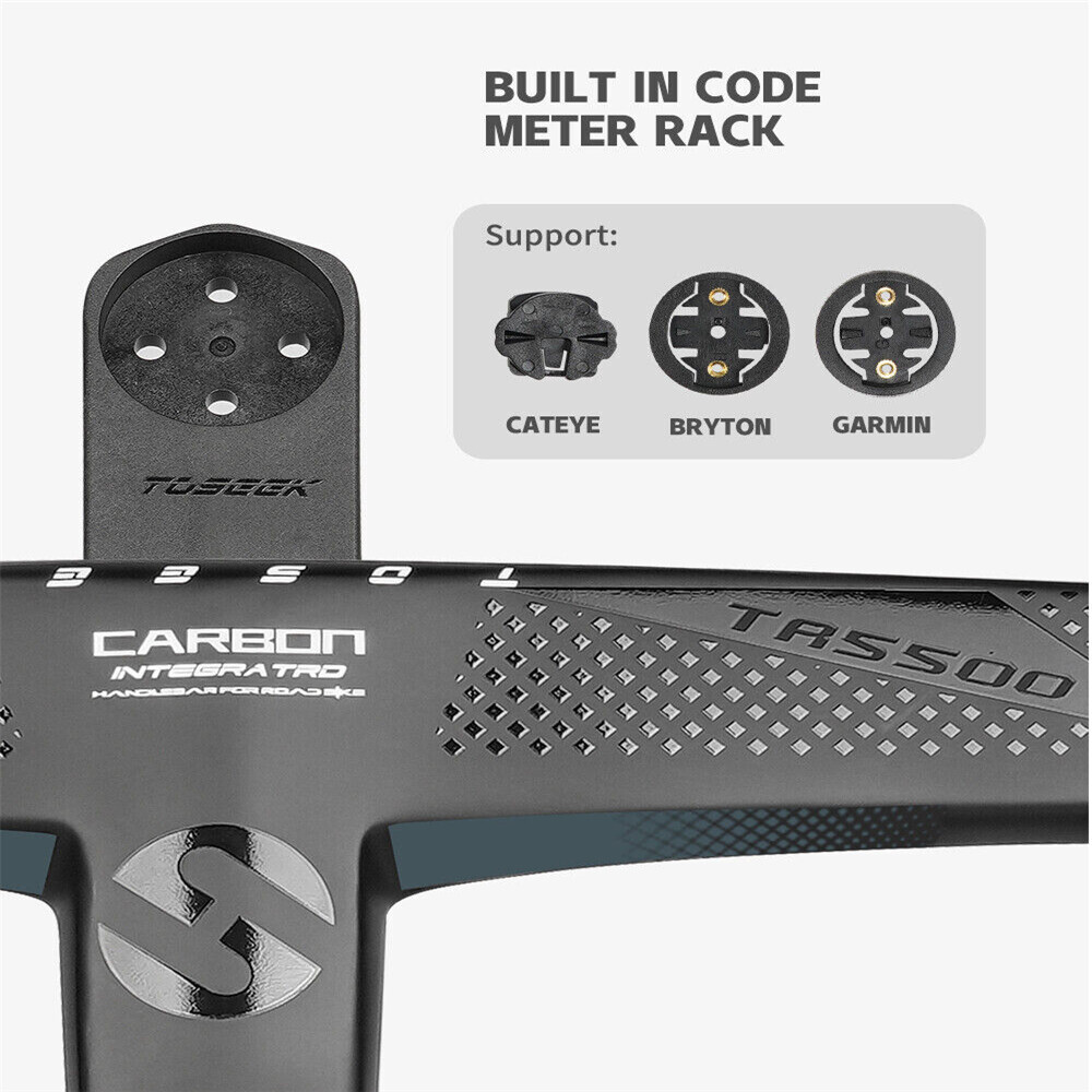 TOSEEK Carbon Fiber Integrated Handlebar Racing Road Bike Drop Bar 400/420/440mm