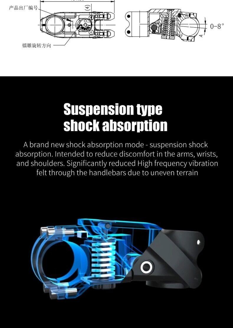 Suspension bicycle stem MTB road stem 31.8x85mm 380g shock absorber damping