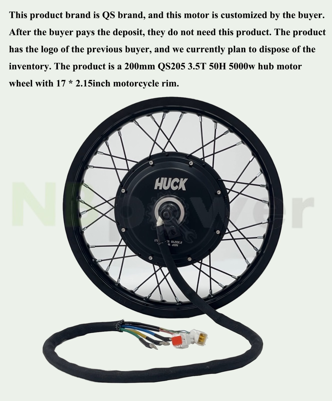 200mm QS205 3.3T 5000W BLDC hub motor wheel with 17*2.15inch motorcycle rim