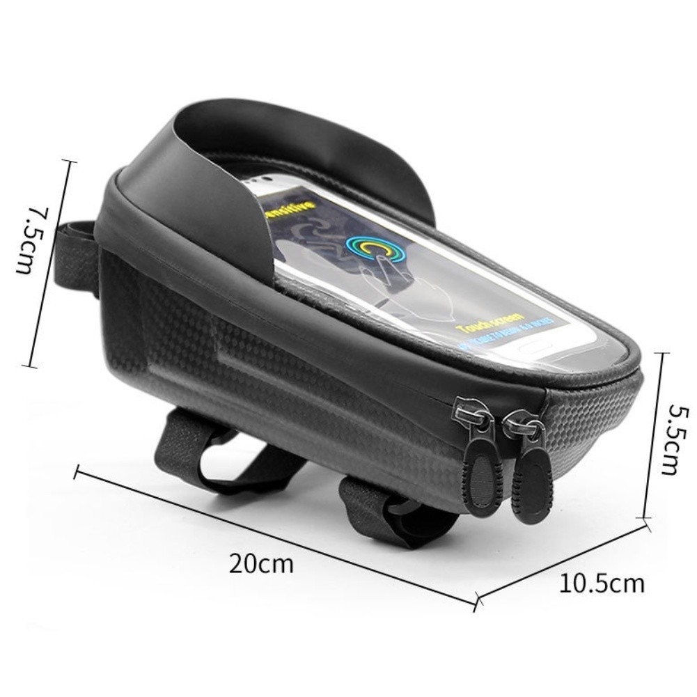 Bike Top Tube Bag 20 cm Hard Shell Waterproof Touchscreen Friendly for Riders