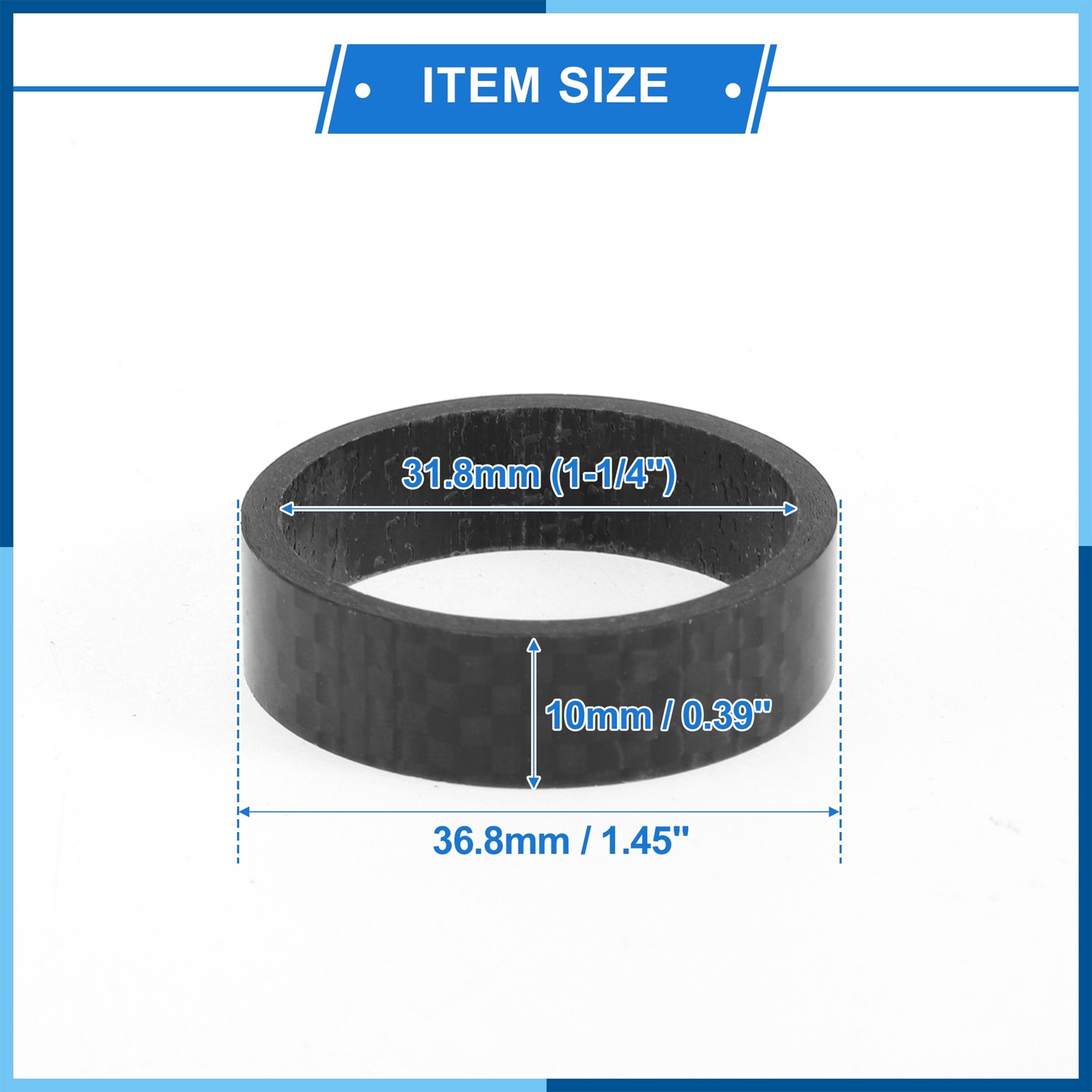 Bicycle Headset Spacers 10mm 31.8mm 1-1/4″ Carbon Fiber Gloss Black