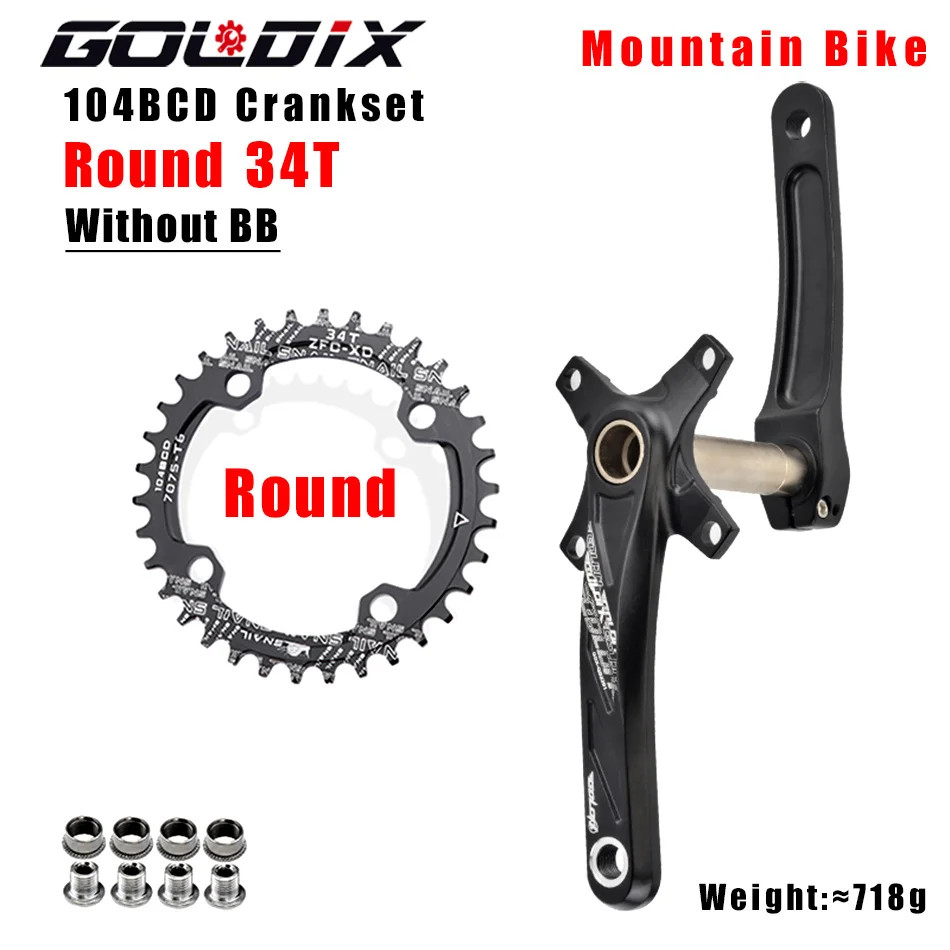 104BCD MTB Bicycle Crankset 170mm Crank 32T 34T 36T 38T Plate Chainring with BB