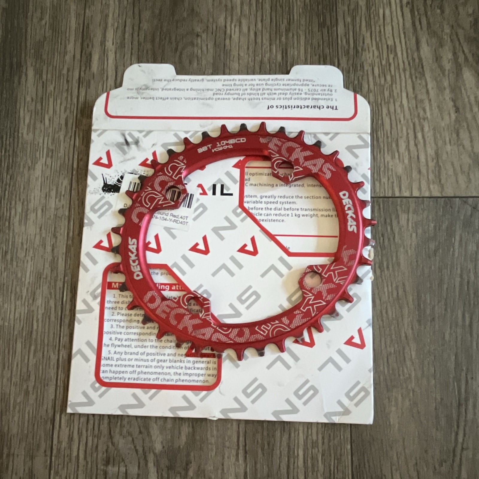 Deckas Red 38T oval Narrow Wide Chainring 104mm BCD 4-Bolt for Shimano XT