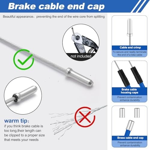 BMX Bike Gyro Brake Cables Kit – 1 Set Front + Rear (Upper + Lower) with Spinner