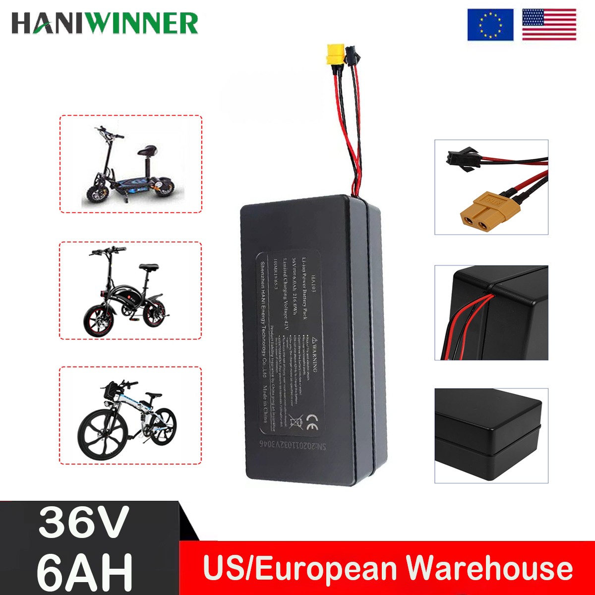 36V 6AH Electric Bike Battery 2 wire Genuine 350w for JETSON BOLT PRO MAX LX10