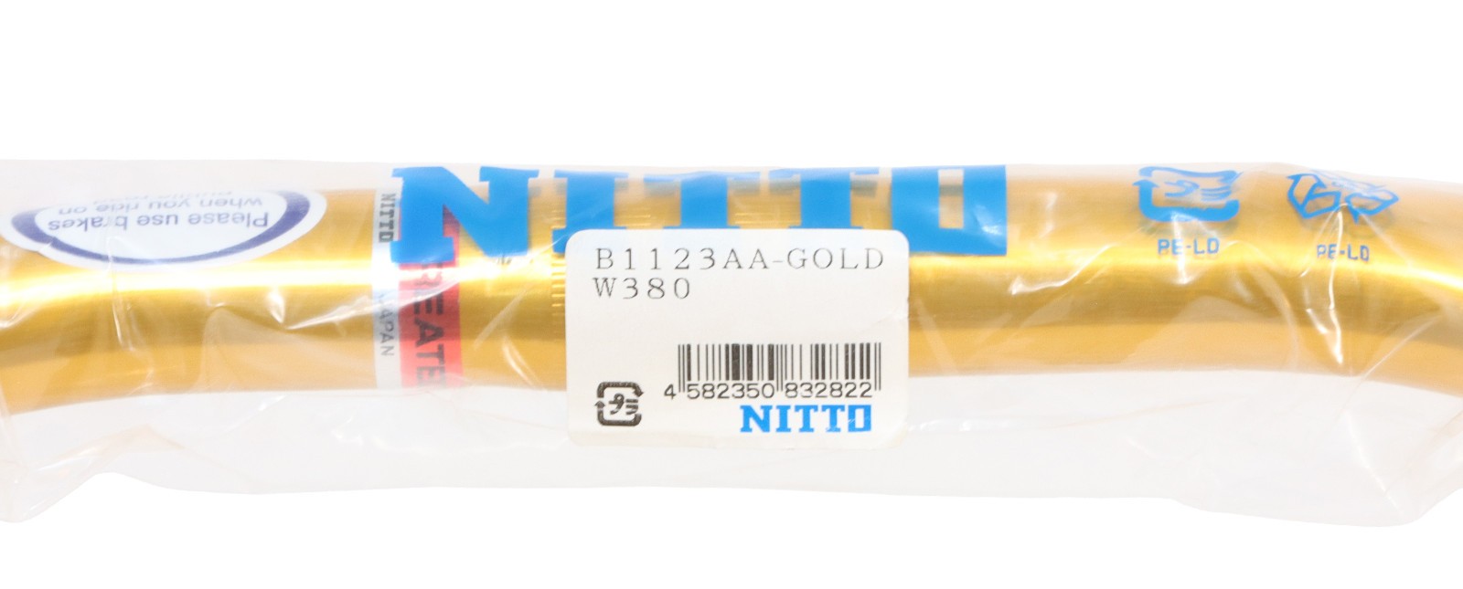 Nitto B123AA Track Drop Handlebar Gold 25.4mm Clamp x 38cm Width NOS NEW