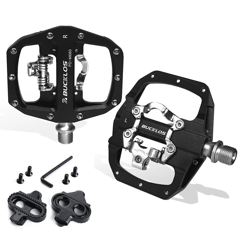 Clipless Self-locking MTB Pedal for Bike Mixed Pedals Dual Lock/Flat Pedals