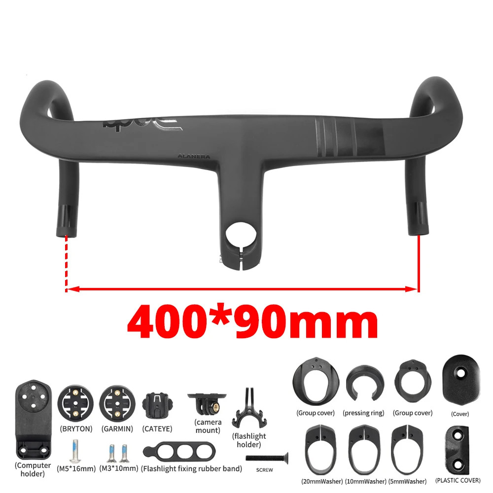 Carbon Road Bike Integrated Handlebar Internal Cable Drop Bar 28.6mm with Spacer