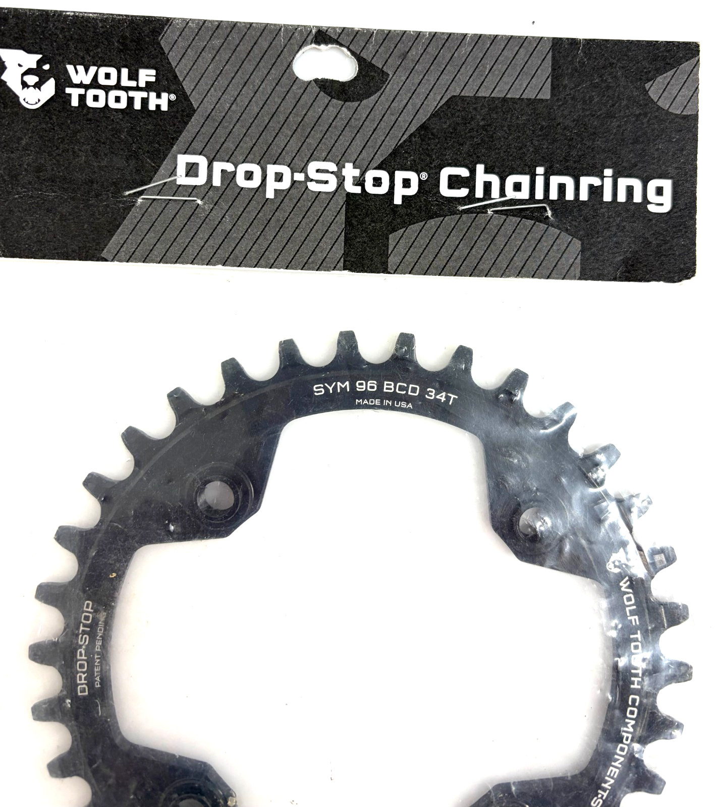 Wolf Tooth 1x 12s Drop-Stop 96 BCD Symmetric Shimano MTB Chainring 34T 4 Bolt XC