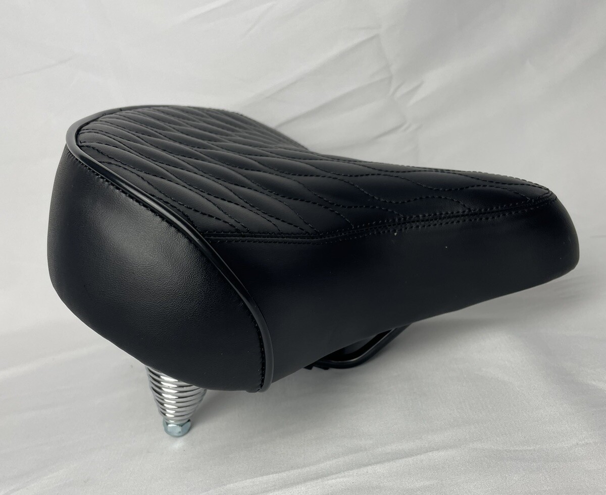 Beach Cruiser Bike Wide Saddle Seat with Springs Diamond Stitch BLACK