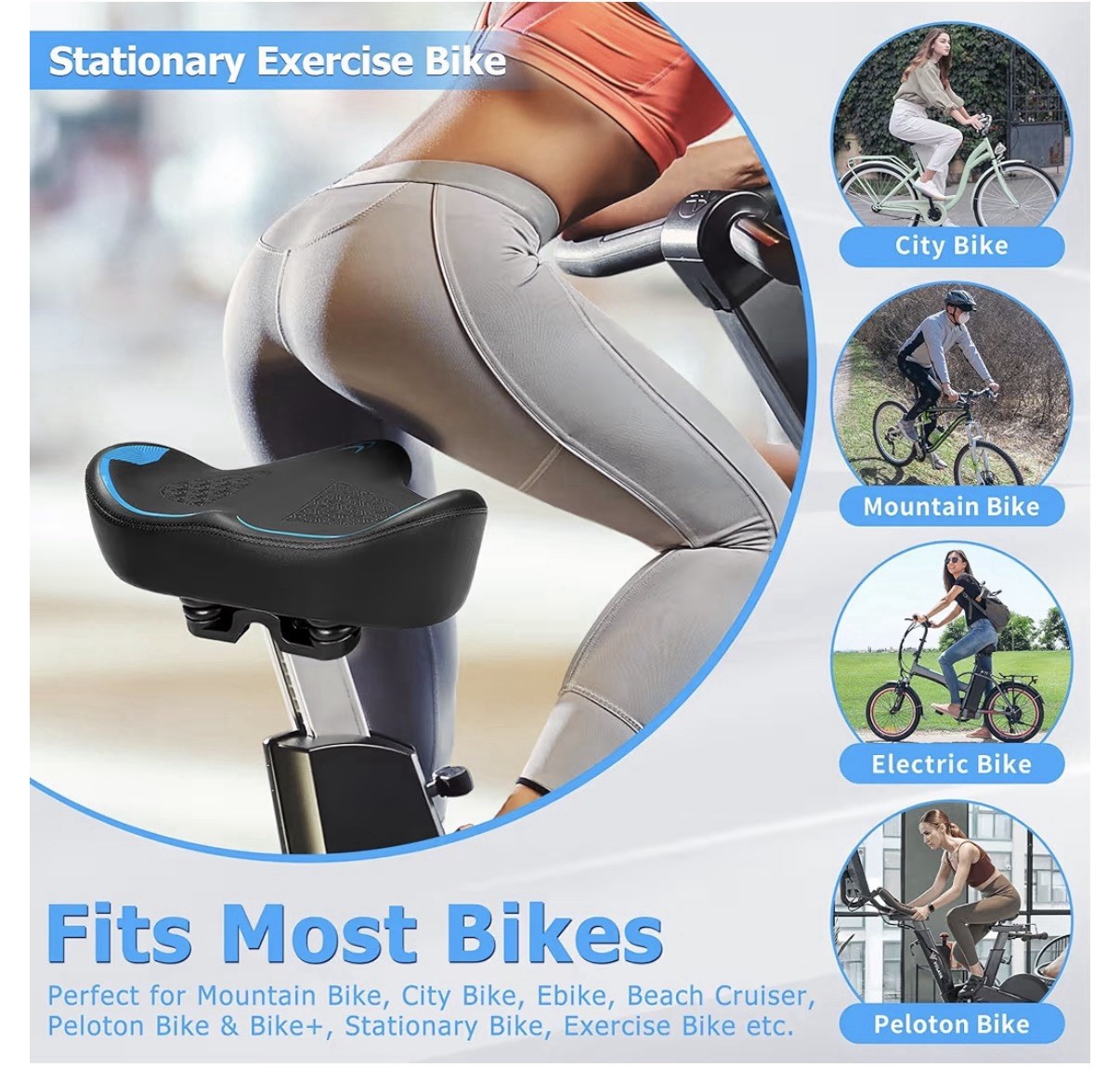 CDYWD Oversized Bike Seat for Men & Women Comfort, Extra Wide Bicycle Seat Cu…