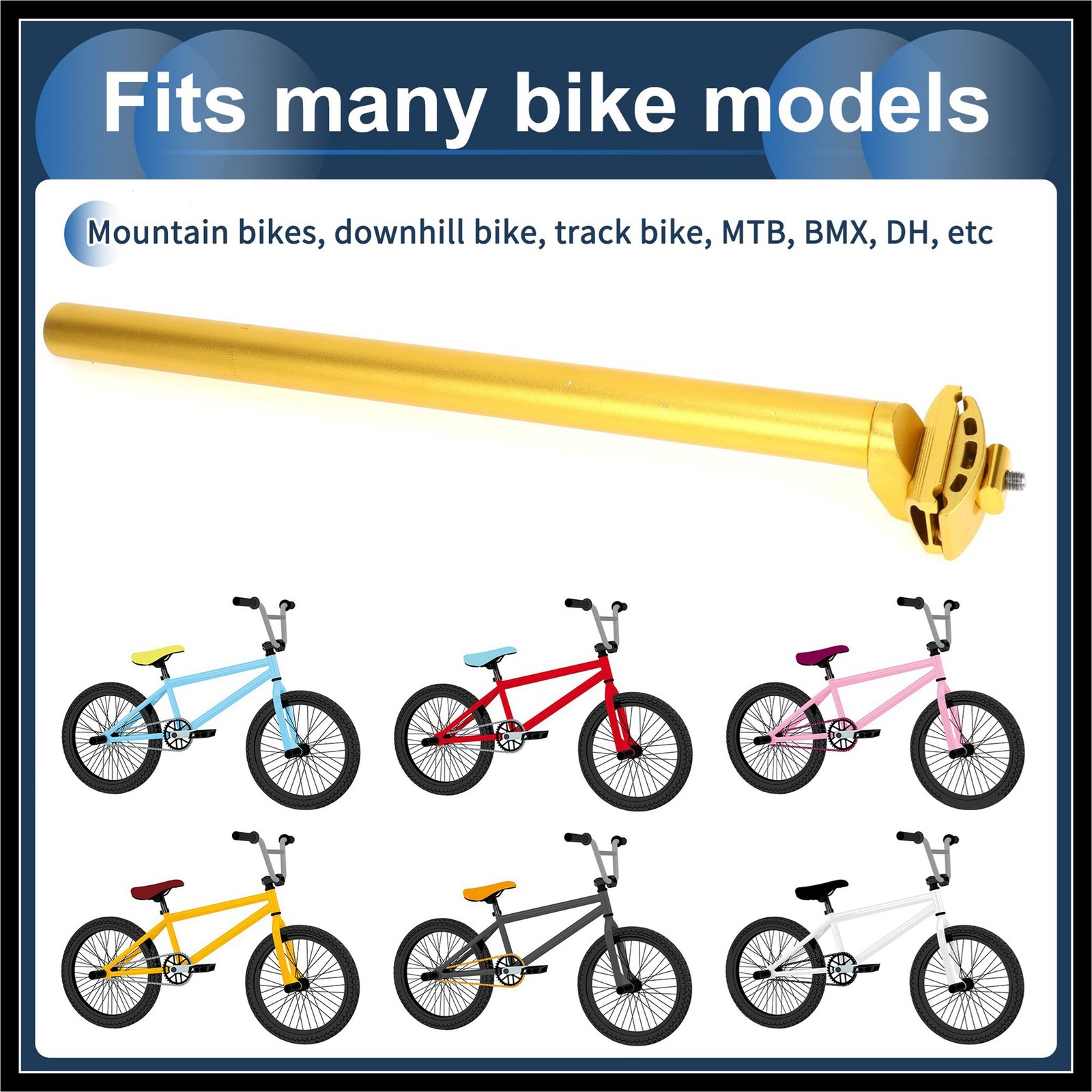 Bike Seat Post 27.2x400mm Extra Long Adjustable Angle Aluminum Alloy