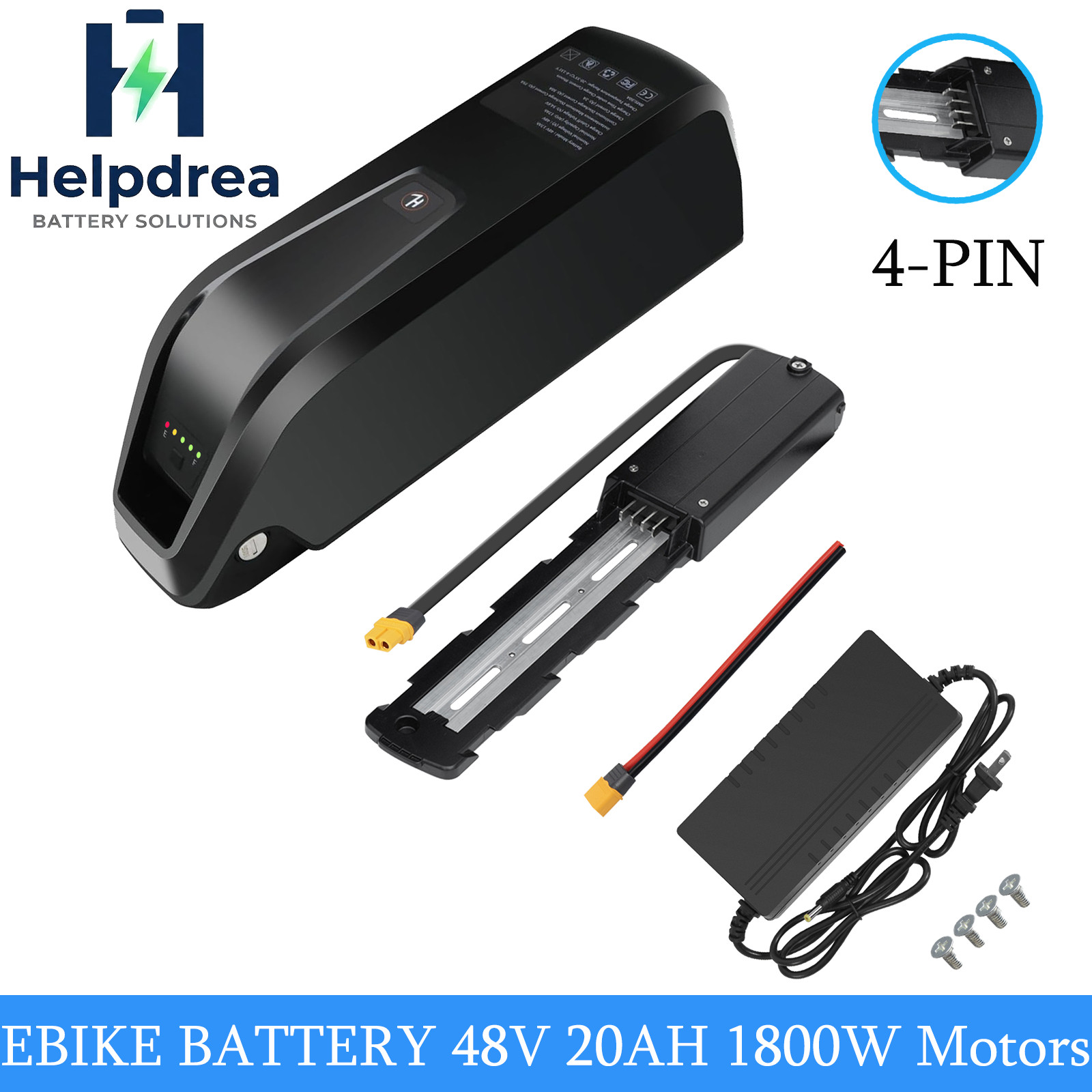 48V 20Ah Lithium ebike Battery 4-PIN for Electric Bicycle 0-1800W Motor 40A BMS