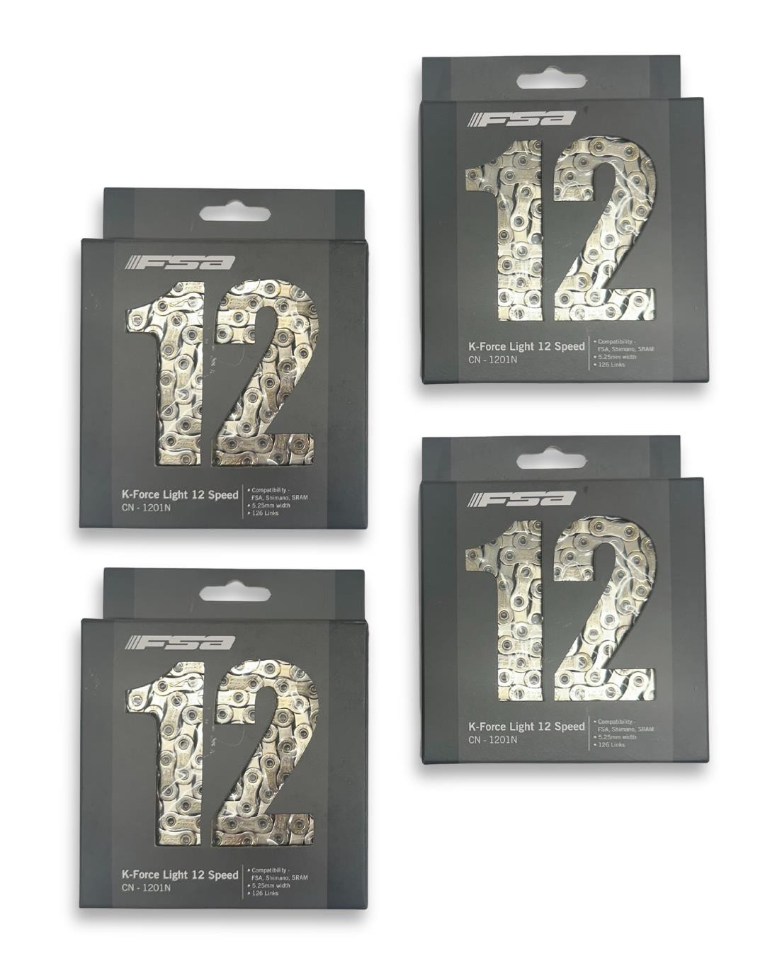 4-Pack FSA K-Force Light 12-Speed MTB Bike Chains 126L Quick Link Shimano/SRAM